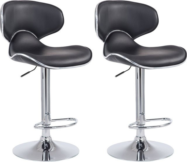 TPFLiving 2er Set Barhocker Las Palmas mit Kunstleder in Schwarz und Metallgestell in Chromoptik - Bild 1