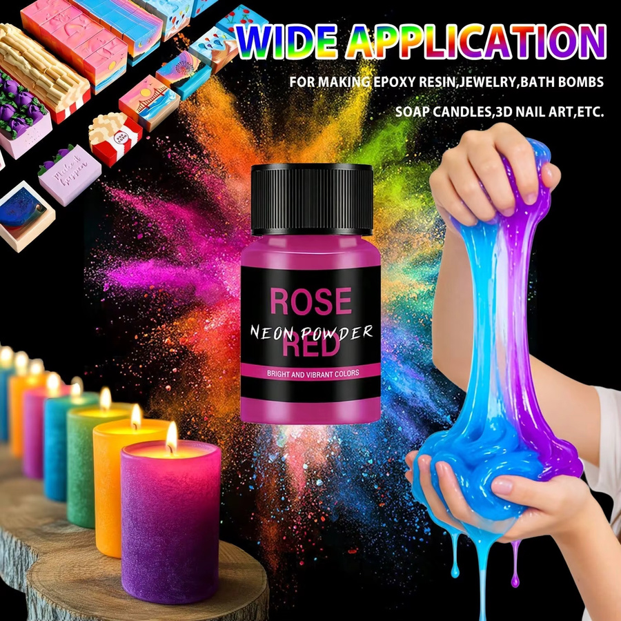 12 Farben Neonpulver Set – Fluoreszierendes Glimmerpulver für Epoxidharz, Seifenherstellung und DIY-Bastelarbeiten in Multicolor - Bild 5