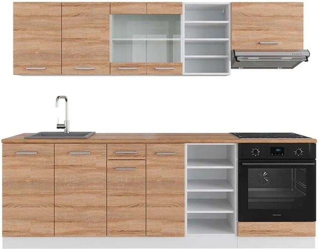 Vicco R-Line Küchenzeile Sonoma Eiche und Weiß, Breite: 240 cm - Bild 1