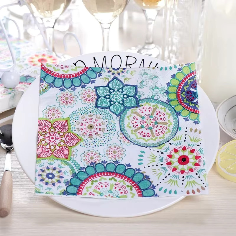 GUANYAO Einweg Papier Tischsets Bunt Gedruckt mit Knochen und Bart Motiv, 20er Paket, B/B: 33 x 33 cm - Bild 2