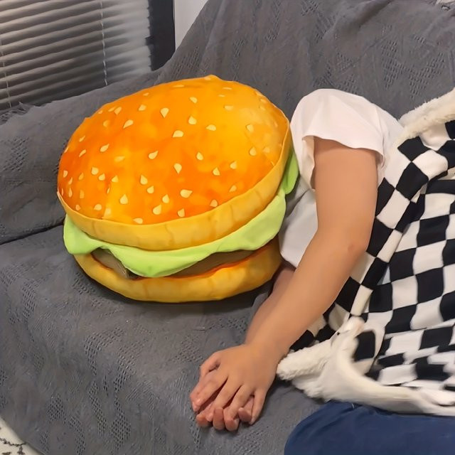 JUANNAI Plüsch Kissen Hamburger Cheeseburger Bunt Mehrfarbig - Bild 1