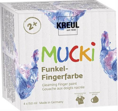 MUCKI Funkel-Fingerfarbe 4-teiliges Set Bunt / Mehrfarbig und Silber ab 2 Jahren - Bild 1