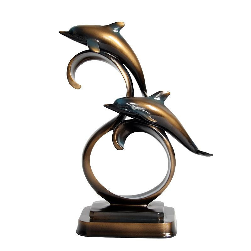 Yiran Furniture Nordische Delfin Ornamente aus Harz als moderne Wohnaccessoires für dein Wohnzimmer, Breite: 20,0 cm, Tiefe: 10,0 cm, Höhe: 20,0 cm - Bild 2