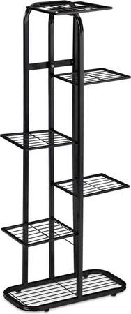 Relaxdays Blumentreppe aus Stahl in Schwarz mit 6 Etagen, modern und freistehend, Höhe: 107 cm, Breite: 44 cm, Tiefe: 24 cm