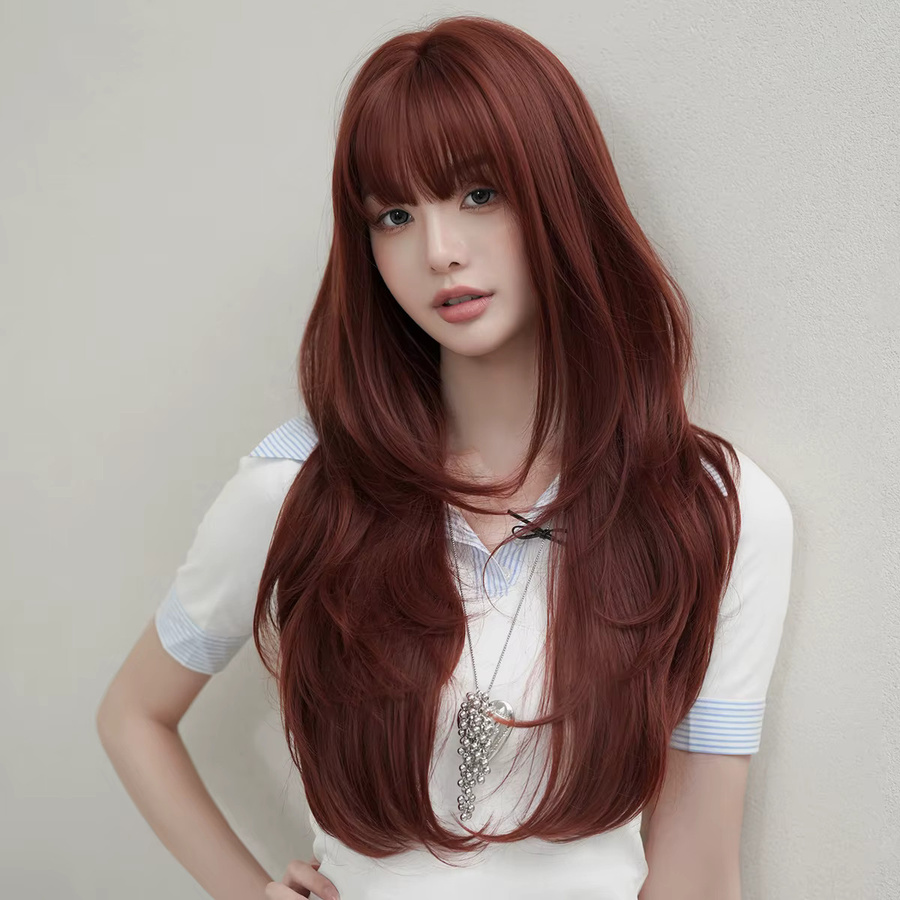 7JHH WIGS Perücke, Kupfer, lang, gerade, geschichtet, Damen - Bild 2