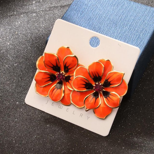 Ohrstecker Emaille, Kristall, orange, Damen - Bild 1