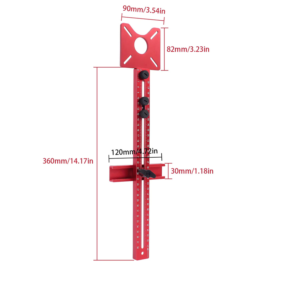 KPXIN 4 in 1 Router Kreis Schneide Jig für Holzbearbeitung, Rot, Durchmesser: 15 cm bis 120 cm - Bild 4