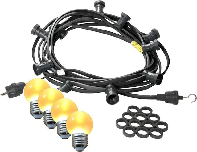 Satisfire Illu-Partylichterkette mit 50 ultra-warmweißen LED-Kugeln, Schwarz, 30 m Länge - Bild 1