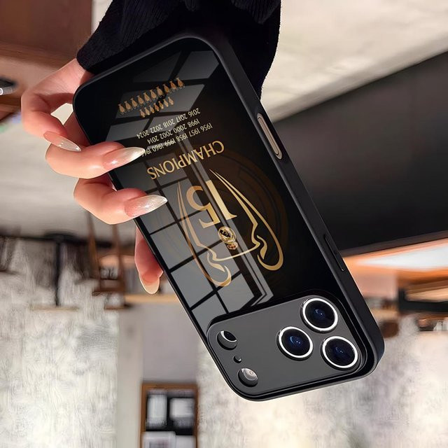 R-Real M-MadridEs-S Handyhülle mit Glasabdeckung für iPhone Modelle in Schwarz - Bild 1