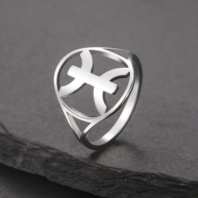 LIKGREAT Fingerring Edelstahl, Weiß, Damen, Herren - Bild 1