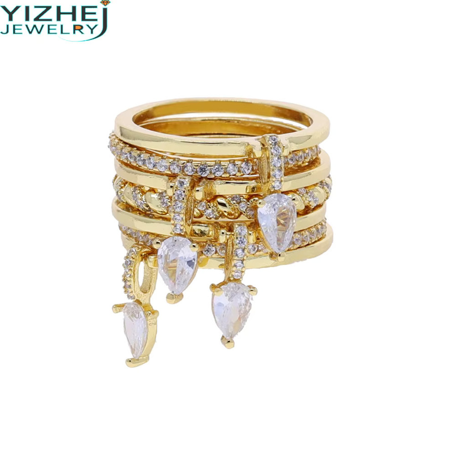 JYZSWBB Fingerring, vergoldet, Zirkonia, Damen - Bild 5