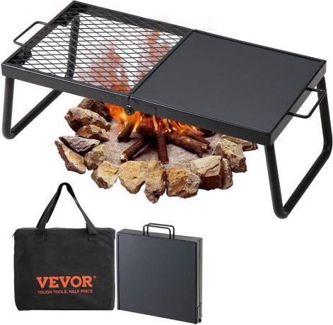 VEVOR Klappgrill für Holzkohle, Tragbarer Campinggrill aus Stahl in Schwarz, H x B x T: 23,0 x 57,0 x 28,5 cm - Bild 1