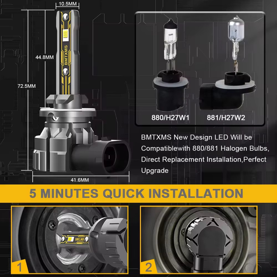 BMTxms LED DRL Nebellicht Set H27 880 H27W/1 881 H27W2 für Hyundai Accent II III GETZ i10 i20 i30 Santa Fe I II VI Tucson Sonata, 2 Stück - Bild 2