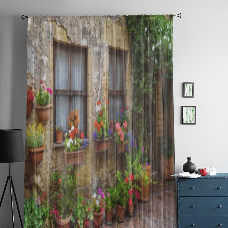 Super Six Transparente Tüllvorhänge mit Blumenmuster in Schwarz, B/H: 135 x 114 cm - Bild 5
