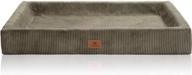 Knuffelwuff Hundebett Santiago Orthopädisch aus Cord in Khaki mit abnehmbarem Bezug und rutschfester Unterseite, B: 120 cm, T: 100 cm - Bild 1
