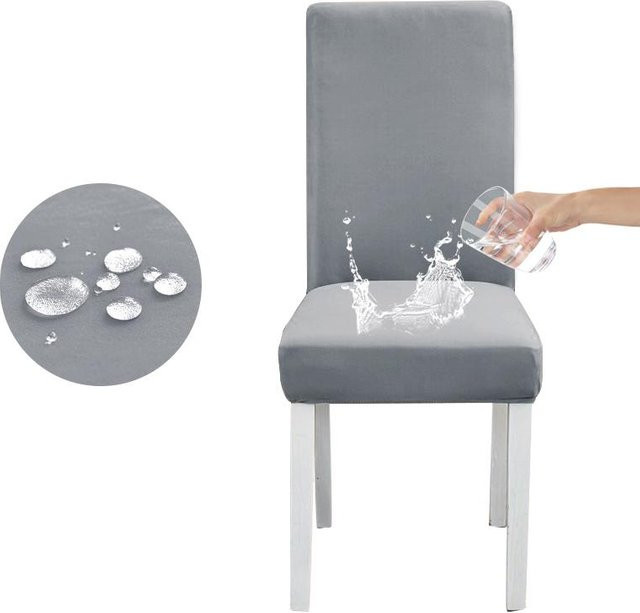 Coolazy Stuhlbezug für Esszimmerstühle, wasserabweisend und schmutzabweisend, elastisch, Grau - Bild 1