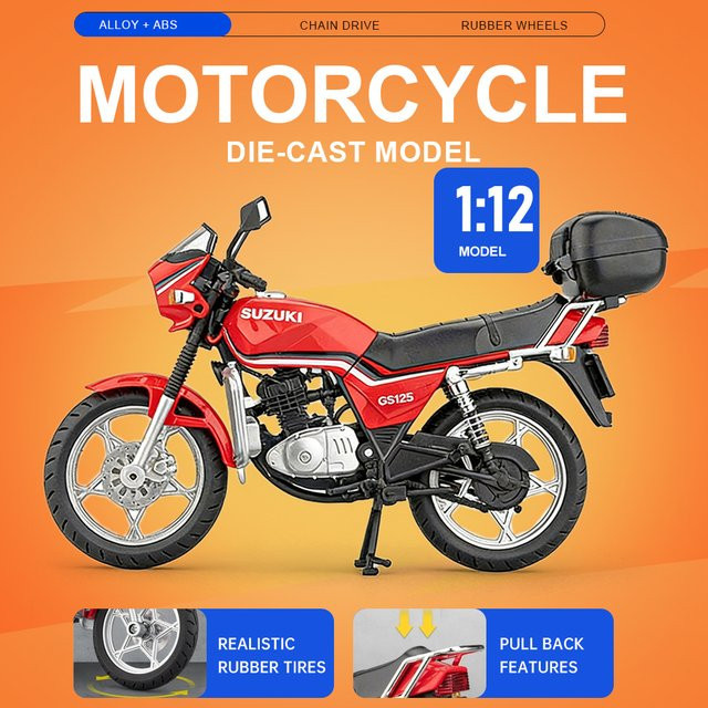 RMZ city Motorrad SUZUKI GS125 Honda Monkey, Modell, 1:12, Metall, Rot - Bild 1
