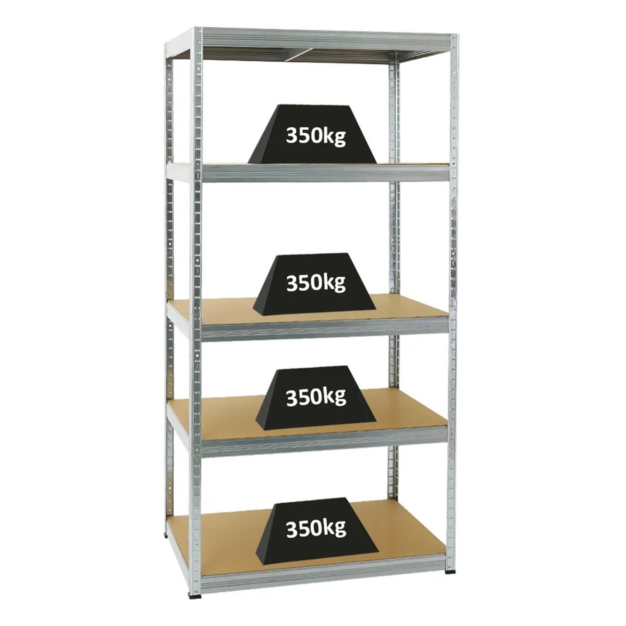 PROREGAL Schwerlastregal Slim Elephant mit 5 Ebenen, H x B x T: 180 x 90 x 60 cm, pulverbeschichtet aus Metall und MDF - Bild 2