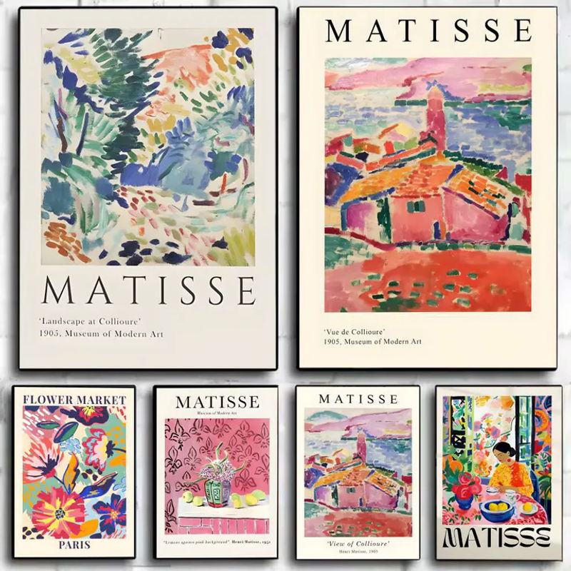 m-Matisse Abstraktes Ölgemälde-Poster in Schwarz und Mehrfarbig, Modernes Wandbild aus Papier, ungerahmt, Hochformat - Bild 2