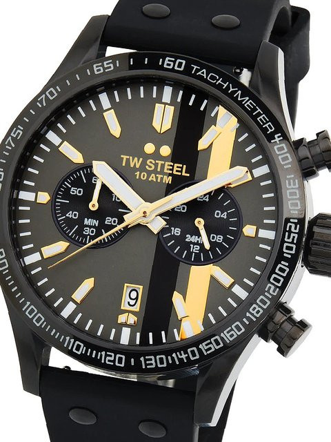 TW Steel Chronograph, Quarz, Edelstahl, 45 mm, Herren, Schwarz - Bild 1