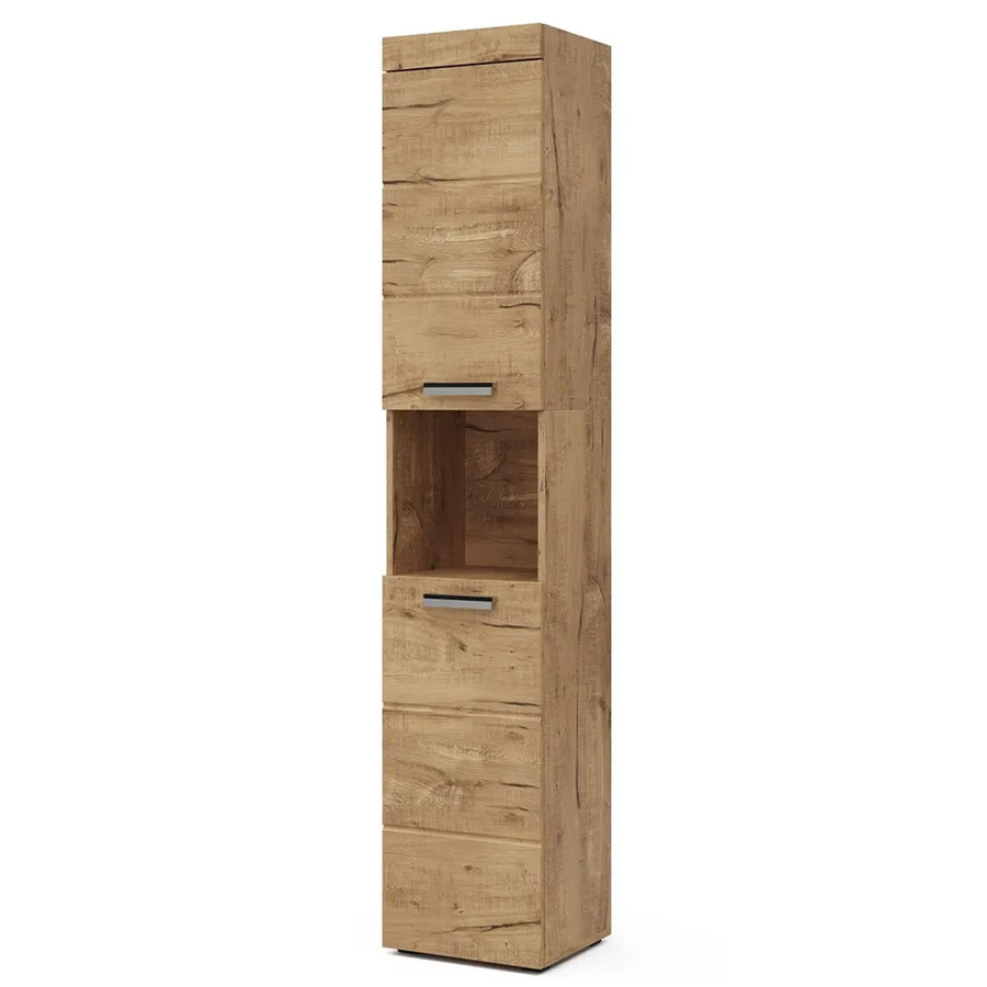 Vicco Badschrank Luna Hochschrank Badezimmerschrank in Eiche Braun mit 2 Türen und 5 Ablagefächern B: 37 cm, H: 190 cm, T: 33 cm - Bild 3