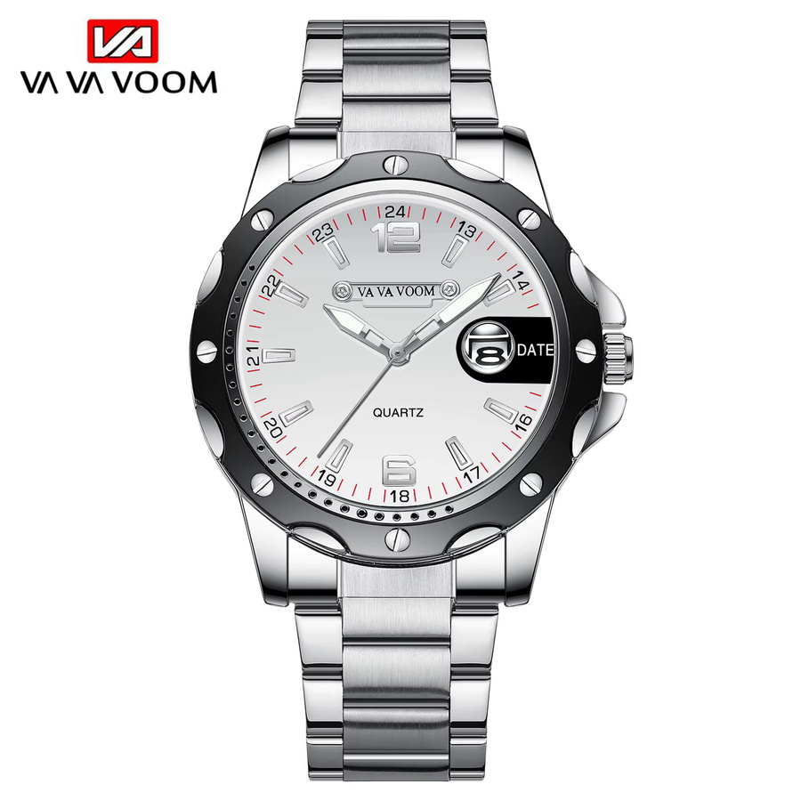 VA VA VOOM Armbanduhr, Quarz, Edelstahl, 43 mm, Herren, Silber - Bild 4