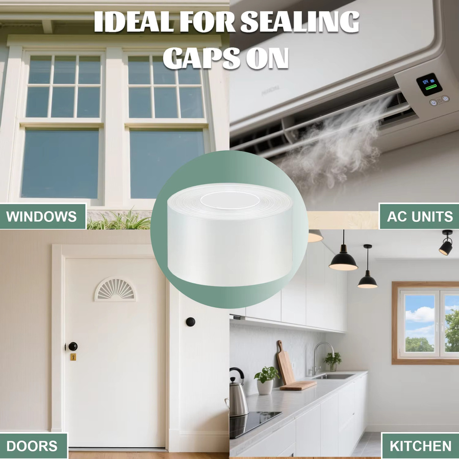 Transparentes Fenster-Dichtungsband von SCESSPACK zur Isolierung von Türen, Fenstern und Duschen für Glaslücken - Bild 4