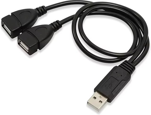 Mrgabwte USB 2.0 Doppel-Splitter-Adapterkabel 1 auf 2, Schwarz - Bild 1