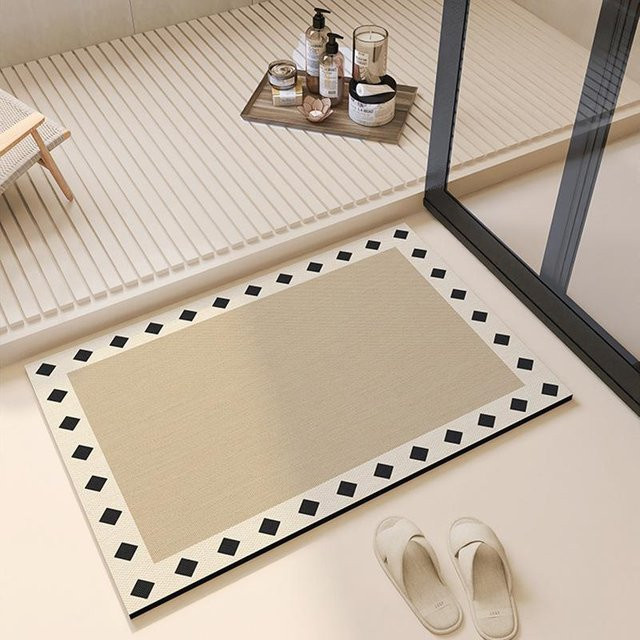 Saugfähige Kieselgur-Fußmatte für Badezimmer und Küche, rutschfest und waschbar, Beige, B/T: 80 x 50 cm - Bild 1