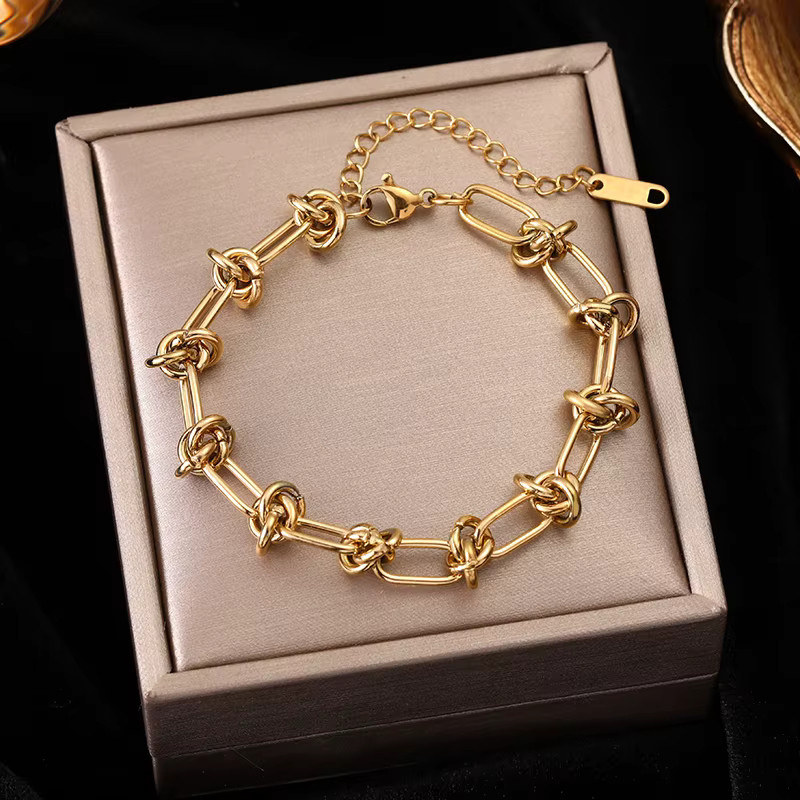 EILIECK Armband Kette, Edelstahl, Gold, Römische Ziffern, Damen, Vintage - Bild 1