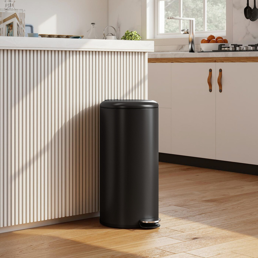 HOMCOM Mülleimer 30L Treteimer mit Soft-Close-Funktion und Inneneimer, Schwarz, B: 36 cm, T: 30 cm, H: 63,5 cm - Bild 2