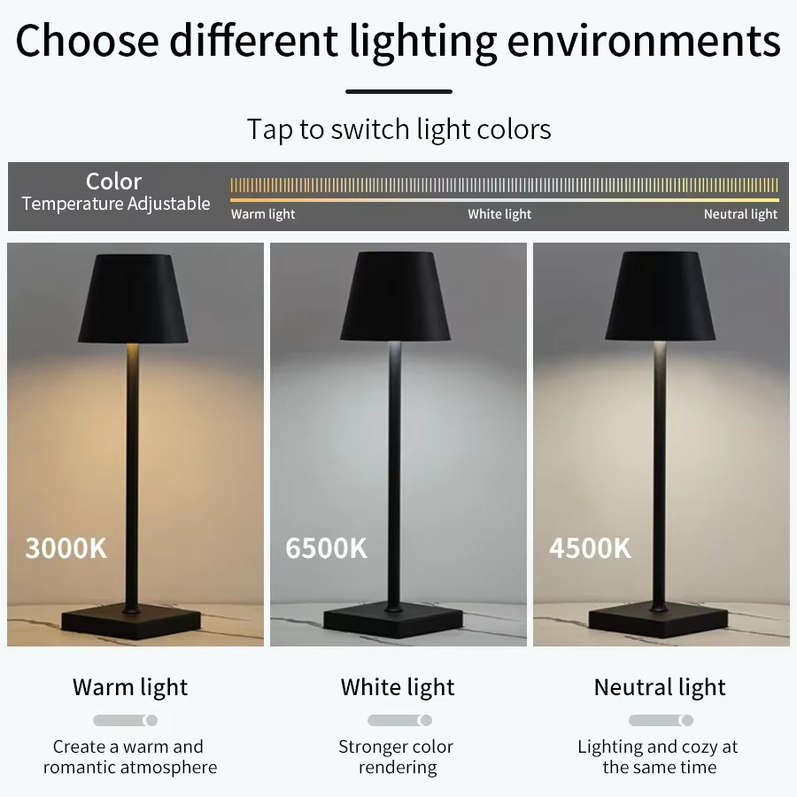 AVACOM LED Touch Sensor Tischlampe in Schwarz mit 3 Farben und Dimmfunktion als modernes Nachtlicht und Umgebungslicht - Bild 3