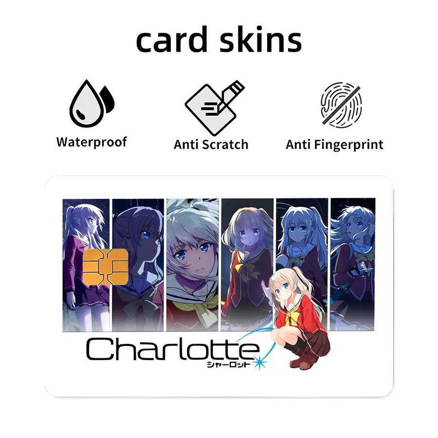 4er-Set Anime Charlotte Charakter Tomori Nao Aufkleber aus PVC für Kreditkarten, abnehmbare selbstklebende Schutzfolie in Multicolour - Bild 3