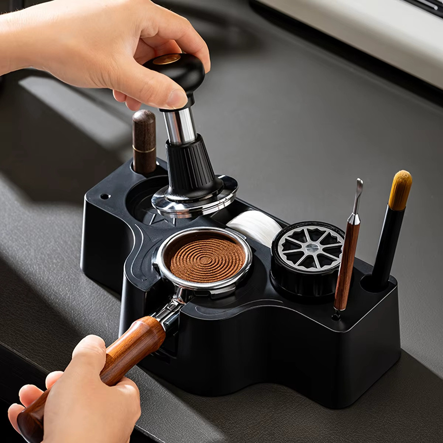 Leeseph Espresso-Tamperstation Kaffee-Organizer in Schwarz passend für 51/53/58mm Tamper - Bild 1
