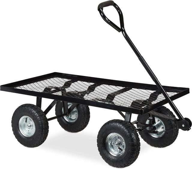 Relaxdays Handwagen aus Stahl in Schwarz mit einer Tragkraft von 200 kg, B/T/H: 95 x 51 x 34,5 cm - Bild 1