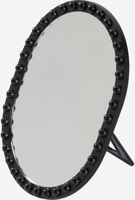 NKD Kosmetikspiegel oval in Schwarz, Tischspiegel aus Glas und Polypropylen, B: 16,3 cm, H: 20,5 cm - Bild 1