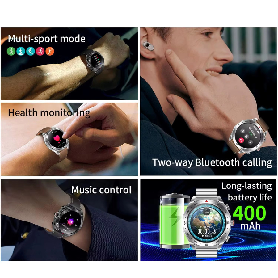 LIGE T95 Smartwatch mit integrierten TWS Bluetooth-Kopfhörern und Lautsprecher in Schwarz - Bild 3