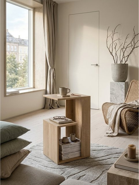 Moderner Beistelltisch aus Holz von KADIMA DESIGN in Braun, B/T/H: 30 x 35 x 61 cm - Bild 1