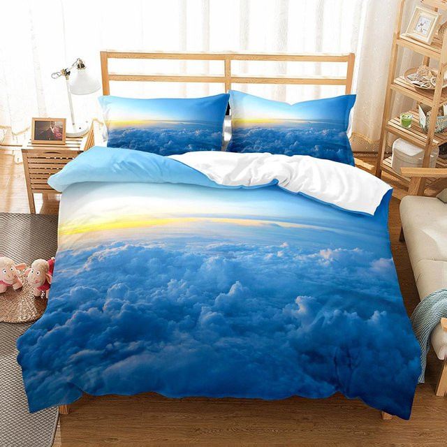 Bettwäscheset Weiße Wolke von Binchi Outdoor Product mit Kissenbezug, Farbe Weiß und Blau, Material Mikrofaser, B/H: 264 x 228 cm - Bild 1