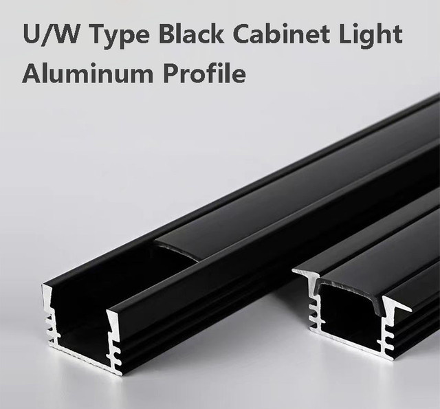 Khelse Schrankleuchte in Schwarz aus Aluminium als versenkte U/W-Typ Lineare LED-Leuchte für Küche, Bücherregal und Kleiderschrank - Bild 1