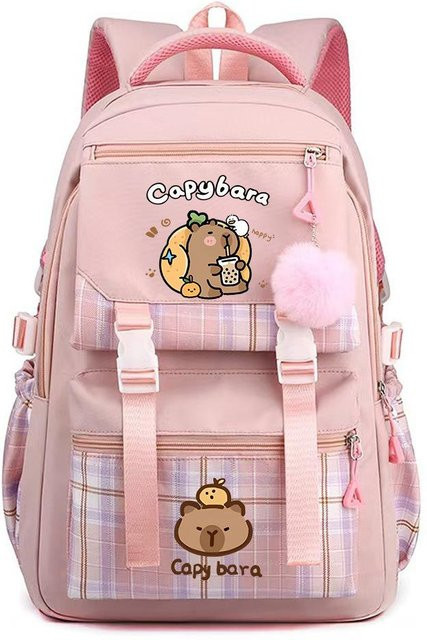 3-teiliges Schulrucksack-Set für Schüler aus Oxford-Stoff in Rosa mit Federmäppchen und Schultergurt - Bild 1