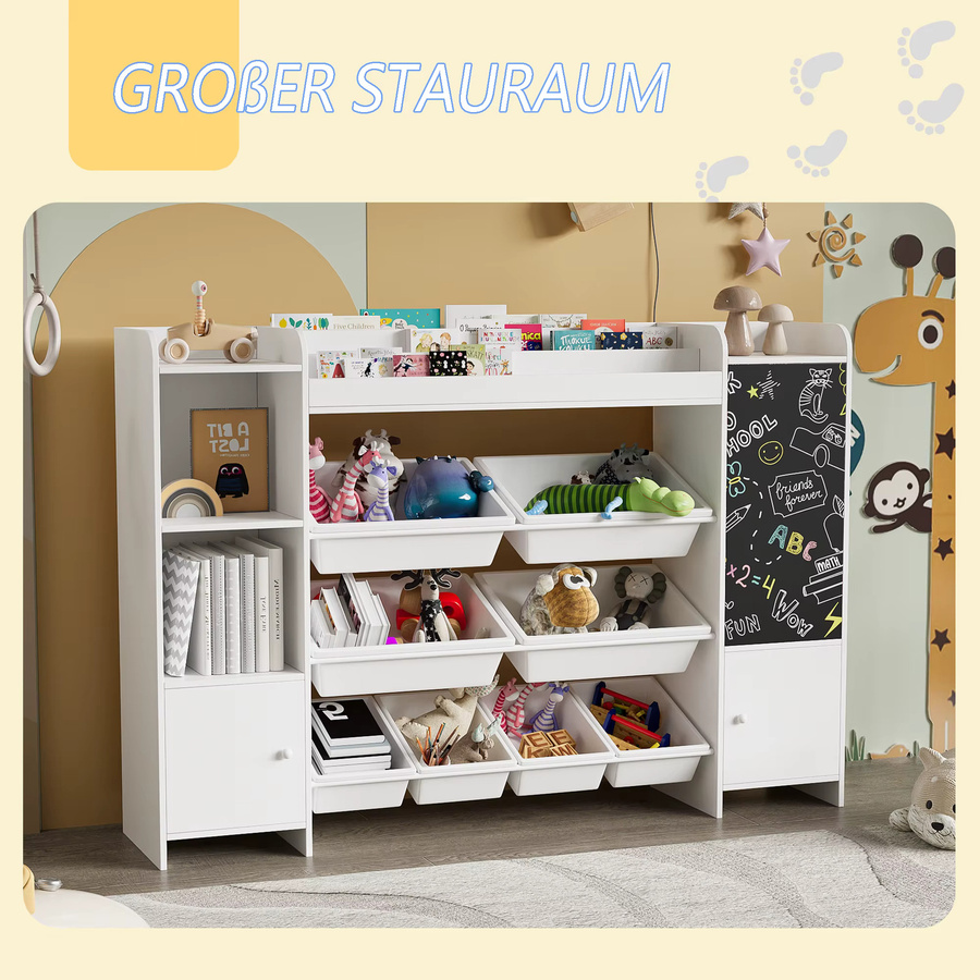 Multifunktionales Kinder-Bücherregal und Spielzeugaufbewahrung mit Schublade in Weiß, modern und freistehend - Bild 3