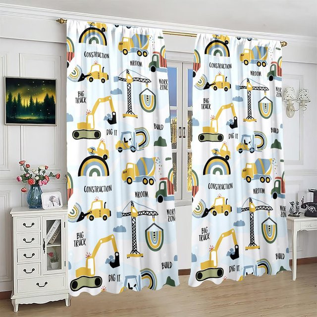 Yiran Furniture Bagger Cartoon Vorhang Set aus Polyester, 2 Stück, halbtransparent, Mehrfarbig, Breite: 135 cm, Höhe: 230 cm - Bild 1