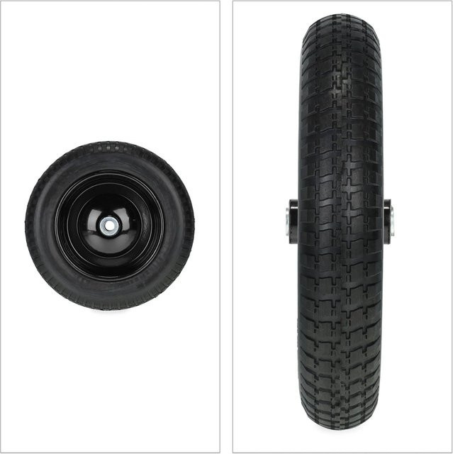 Relaxdays Schubkarrenrad aus Vollgummi und Stahl in Schwarz, pannensicher mit Kugellager, Durchmesser: 34,5 cm, Breite: 6,5 cm - Bild 1