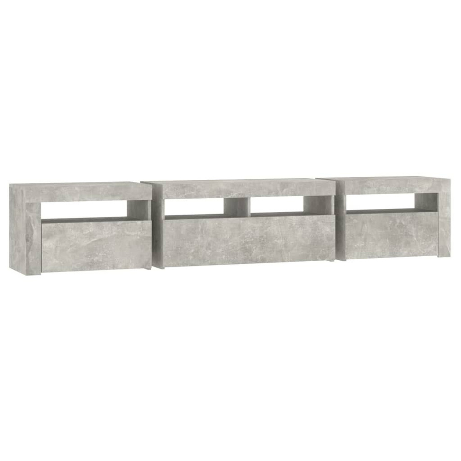 vidaXL TV-Schrank mit LED-Beleuchtung in Betongrau, B/T/H: 210 x 35 x 40 cm - Bild 3