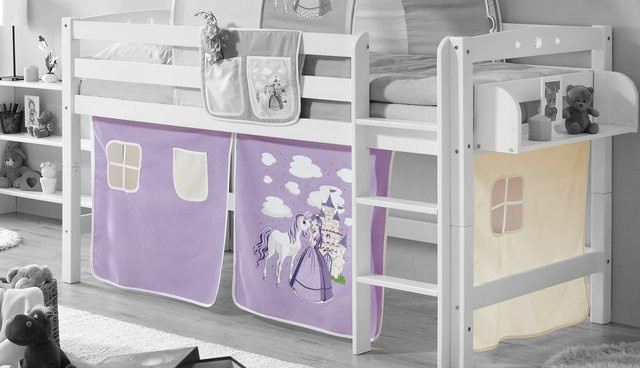 TiCAA Motiv Vorhangstoffe für Hochbetten in Lila für Kinder - Bild 1