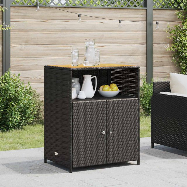 Schrank von VD Home Furnishing in Schwarz aus Akazienholz, Polyester und Poly-Rattan für Garten und Terrasse, B/T/H: 70 x 50 x 87 cm - Bild 1