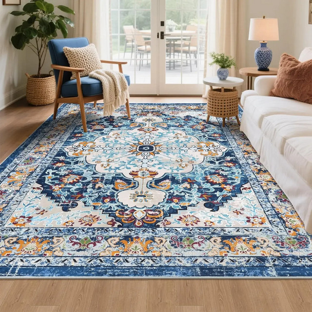 VIKAMA Böhmischer Wohnzimmerteppich im Retro-Design, rutschfester Orientteppich für Wohnzimmer und Schlafzimmer, Mehrfarbig, B/T: 120 x 80 cm - Bild 1
