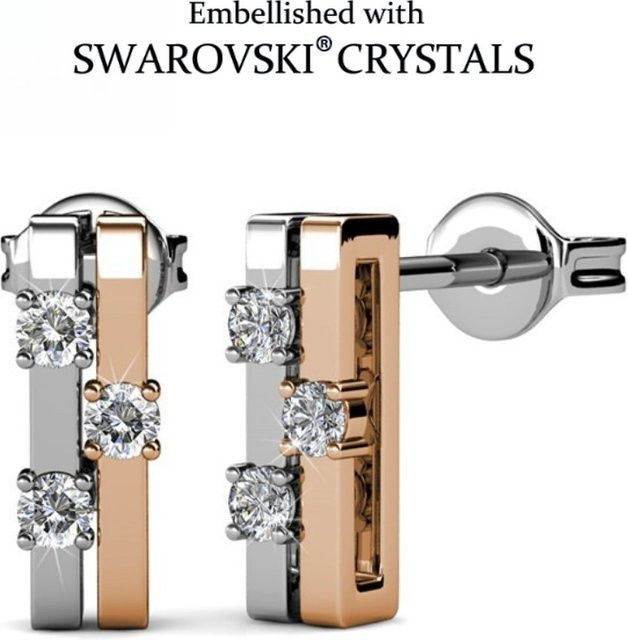 Daisini Ohrstecker, Messing, 18 Karat Weißgold vergoldet, Swarovski-Kristalle, Unisex - Bild 1