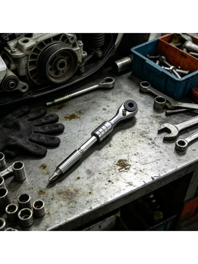 Professioneller 1/4-Zoll-Miniatur-Ratschenschlüssel in Silber für mechanische Arbeiten - Bild 3
